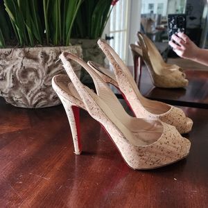 Christian Louboutin Slingback Heels, cork 37.5